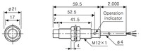 PR12-4AC, indukt.sens., 4mm, M12, 100-240VAC