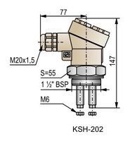 KSH-203-0 Elektrodu galva; 3+1 elektrodi; alumīnija korpuss  nerūsējošā tērauda (1.4571) vītnes un elektrodu turētāji
