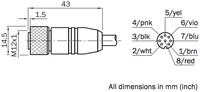 DOL-1208-G20MAC1 M12, 8-pin, straight, 20 m, 8-wire, PUR, Shielded