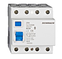 Residual current circuit breaker (RCCB), 25A, 3P+N, 10kA, AR052103 Schrack Technik