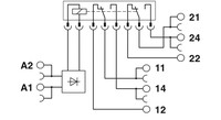 Releja un pamatnes komplekts PLC-RSC- 24DC/21-21, 2 C/O, 6A, 24 VDC, 2967060 Phoenix Contact