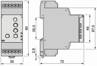 Trīs fāžu kontroles relejs 5A, 2 C/O, 220…480VAC, 0.1s…10s, RM35TF30 Schneider Electric