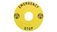 marķējums Ø60 avārijas stop pogai - EMERGENCY STOP/logo ISO13850, ZBY9330M Schneider Electric