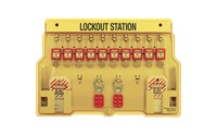 10 Padlocks Lockout Station with Cover- 10- 41RED Aluminium Padlocks, 2 Hasps,24 Tags. Keyed different MOQ 1