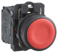 Pogas komplekts 22mm, ar atsperi NC, sarkana, XB5AA42 Schneider Electric