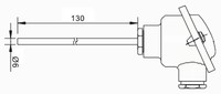 Temperatūras sensors ar galvu, PT100, 6 x 130mm, DIN B, -50….500°C, ET501 Evikon