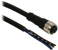 Konektors ar kabeli, M12, 4-PIN, taisns, mamma, kabelis 2m, IP65/IP67/IP69K, XZCP1141L2 Telemecanique