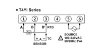 Temperatūras indikators 4 cipari, sarkani, 10mm, PT100, 100…240VAC, T4YI-N4NP0C Autonics
