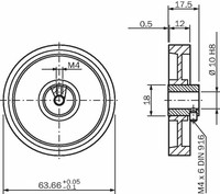 BEF-MR-010020 MEASURING WHEEL  smooth plastic surface (Hytrel), shaft 10 mm, circumference 200 mm, diameter 63.66 mm