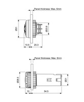 pīkstulis ar gaismas diodu 12-24 VDC, 22mm, B2NB-B1D Autonics