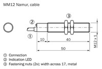 MM12-60A-N-ZW0 Magnētiskais sensors, Sn = 60mm, NAMUR 2 vadi, 2m kabelis U=16V max.