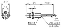 PR08-2DN indukt.sens., 2mm, NPN, NO, 12-24Vdc, ar kab.