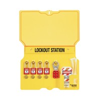 4 Podlocks Lockout Station with Cover-4-410RED Aluminium padlocks, 2 Hasps, 12Tags, 1482BP410 Master Lock