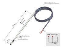Temperature sensor, PT100, 6 x 80mm, cable 3m, -50….250ºC, 2000.00.586, PIXSYS