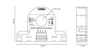 Strāvas pārveidotājs ar Halla efektu, 50A, 20, 8mm, 12…28VDC 0...10V, ModBus, T201DCH50-M Seneca