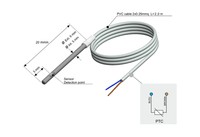 Temperature sensor, PTC1000, 5 x 20mm, cable 2m, -50….110ºC, 2000.00.330, PIXSYS