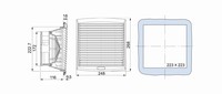 Ventilators 300m3/h, 268 x 248 x 116mm, 230V AC, IP54, NSYCVF300M230PF Schneider Electric