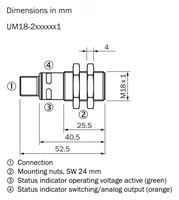 UM18-21812A211 ultraskaņas sensors, 120...1000 mm