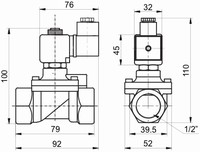 Solenoid valve S401003145V , 1/2", NC, 14.5mm, 2/2, WAY VITON, 0, 5/16bar, 24VDC-18W, S401003145V SMS Tork