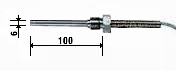 Temperature sensor with a thread, PT100, 6 x 100mm, cable 1m, -50….400ºC, RTR-M06-L100-K01 Emko