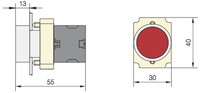Pogas komplekts 22mm, ar atsperi NC, sarkana, S5-NP2BA41 Chint