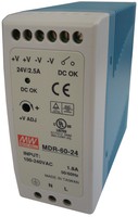 Barošanas bloks 110-230V AC uz 24V DC, 2,5A, 60W, MDR-60-24 Mean Well