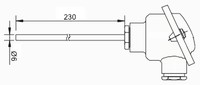 Датчик температуры с головкой, PT100, 6 x 230mm, DIN B, -50….500°C, ET501 Evikon