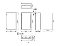 Metal distribution enclosure, 1000 x 600 x 300 (H x W x D), IP65, WSA1006300 Schrack Technik