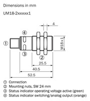 UM18-218161101 ultrask.sens., DC 10 V ... 30 V, 1 x PNP (200 mA) , 120 mm ... 1,000 mm, 1,300 mm, M12, 4-pin