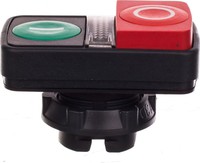 Головка двойной кнопкии с подсветкой, пластик, Ø22, зеленый I + сигнальная лампа + красный выступающий O