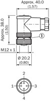 Konektors DOS-1204-W, 4 PIN, mamma leņķiskais, 3A, 250V, 3…6mm, M12, IP67, 6007303 Sick