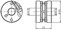 KUP-0606-F SPRING DISC COUPLING  Spring washer coupling, shaft diameter 6 mm / 6 mm