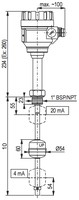 MTC-610-2 Nivotrack magnetostriktīvais līmeņa sensors; 4...20mA izeja; L=1m; 2"BSP savienojums; 