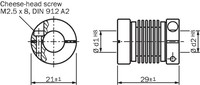 KUP-1010-B BELLOW COUPLING stiprinājums, vārpstas diametrs 10 mm / 10 mm 