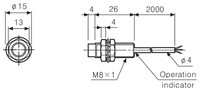 PR08-2DP indukt.sens., 2mm, PNP, NO, 12-24Vdc, ar kab.