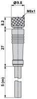 Konektors M8/4pin ar vadu 5m
